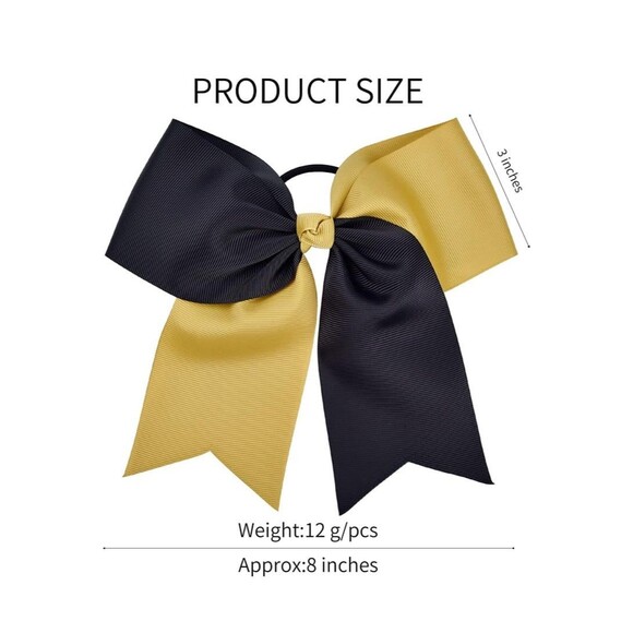 12 count 8” Two Tone Gold & Black Handmade Ponytail  for Teens,Tween dance - Picture 2 of 12